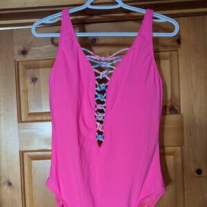 Lilly Pulitzer Isle Lattice Pink Stardust one piece swimsuit 12